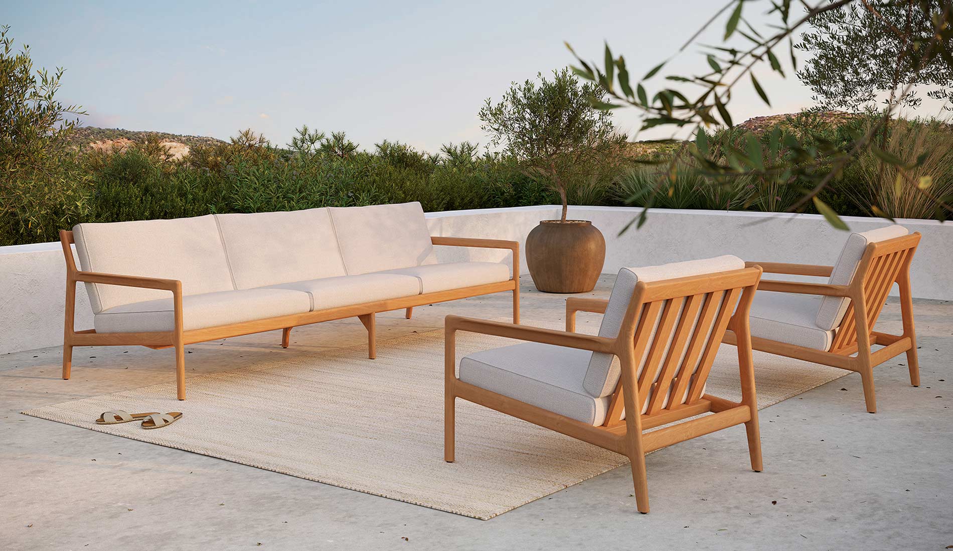 ethnicraft teak jack outdoor sofa 3-seater group