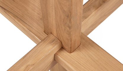 ethnicraft teak circle outdoor dining table detail