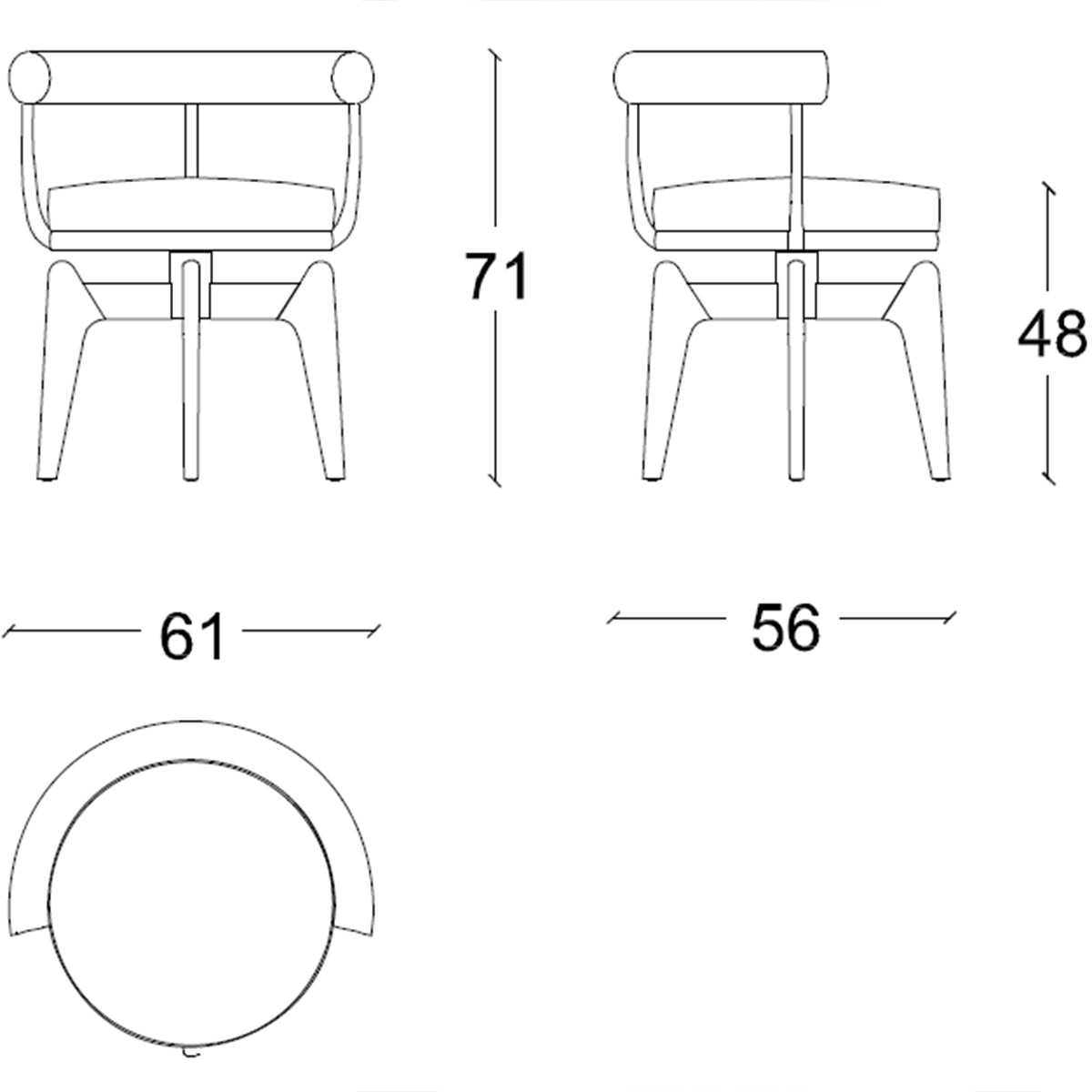 Cassina Indochine 528 Drehsessel Nussbaum