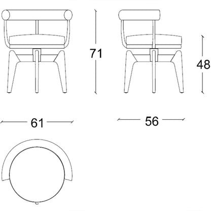 Cassina Indochine 528 Drehsessel Nussbaum