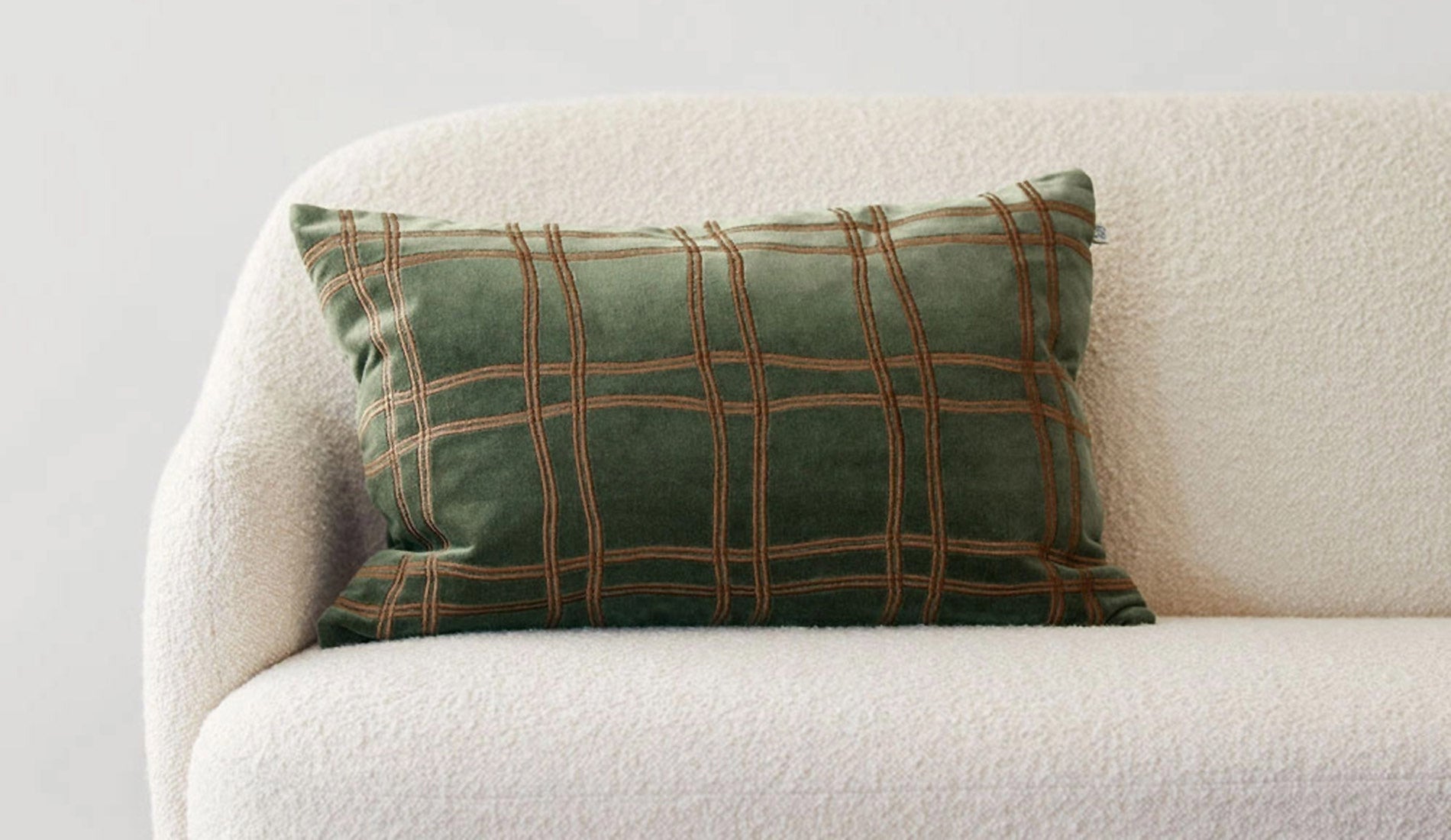 Chhatwal & Jonsson Tattersall Samtkissen 40 x 60 cm | forest green / cognac  group