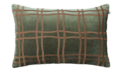 Chhatwal & Jonsson Tattersall Samtkissen 40 x 60 cm | forest green / cognac 