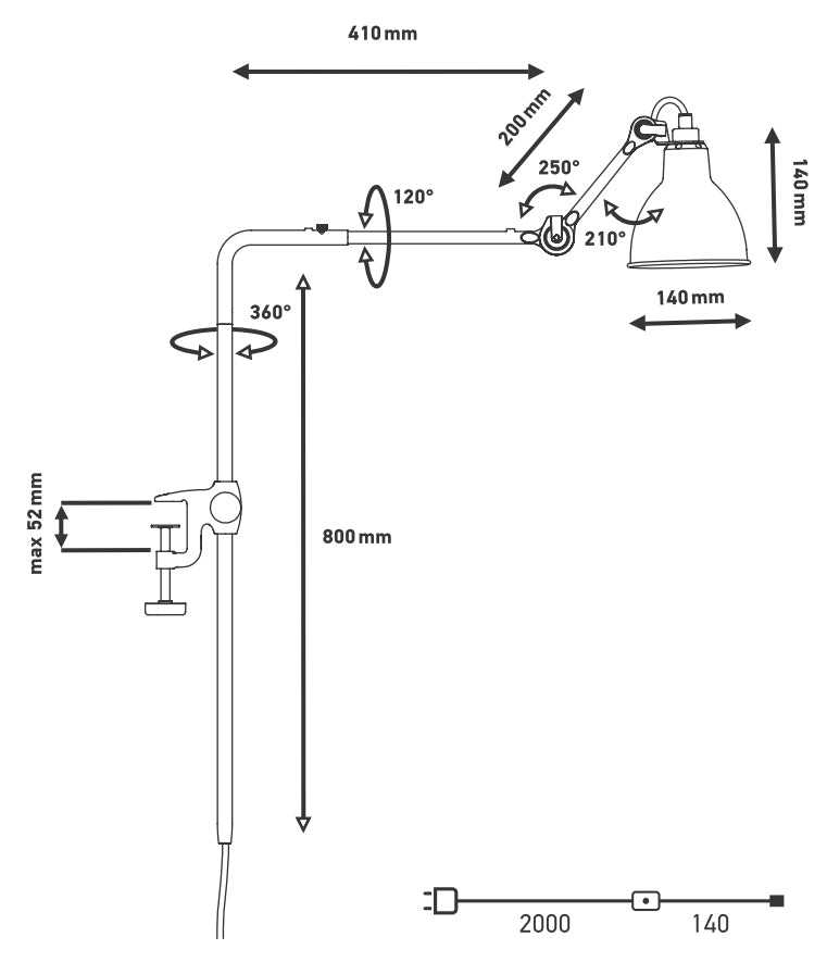 DCW Lampe Gras N°226 Klemmtischleuchte BL-BL - Sketch