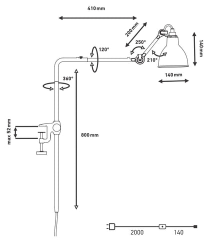 DCW Lampe Gras N°226 Klemmtischleuchte BL-BL - Sketch