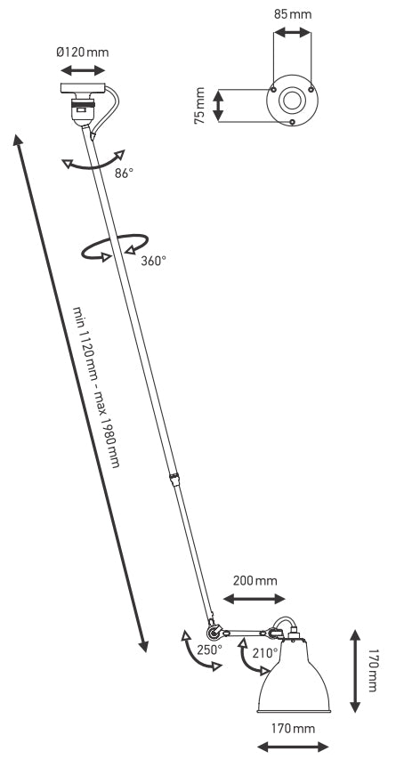 DCW Lampe Gras N°302 L Ceiling Lamp Sketch