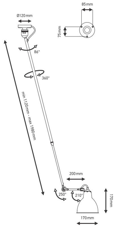 DCW Lampe Gras N°302 L Ceiling Lamp Sketch