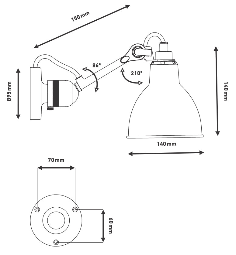 DCW Lampe Gras N°304 Wall Lamp Sketch