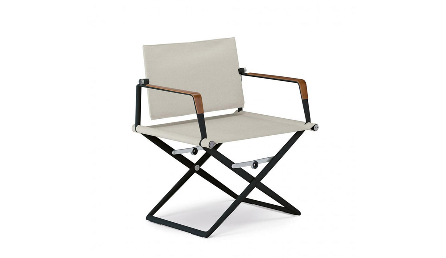 Dedon SeaX Folding Armchair | Black frame with teak