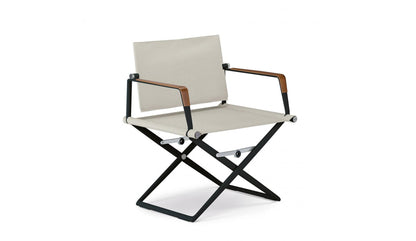 Dedon SeaX Folding Armchair | Black frame with teak