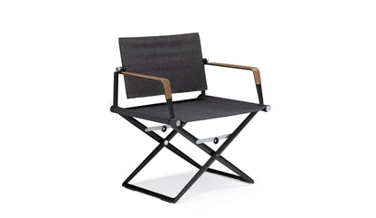 Dedon SeaX Folding Armchair | Black frame with teak