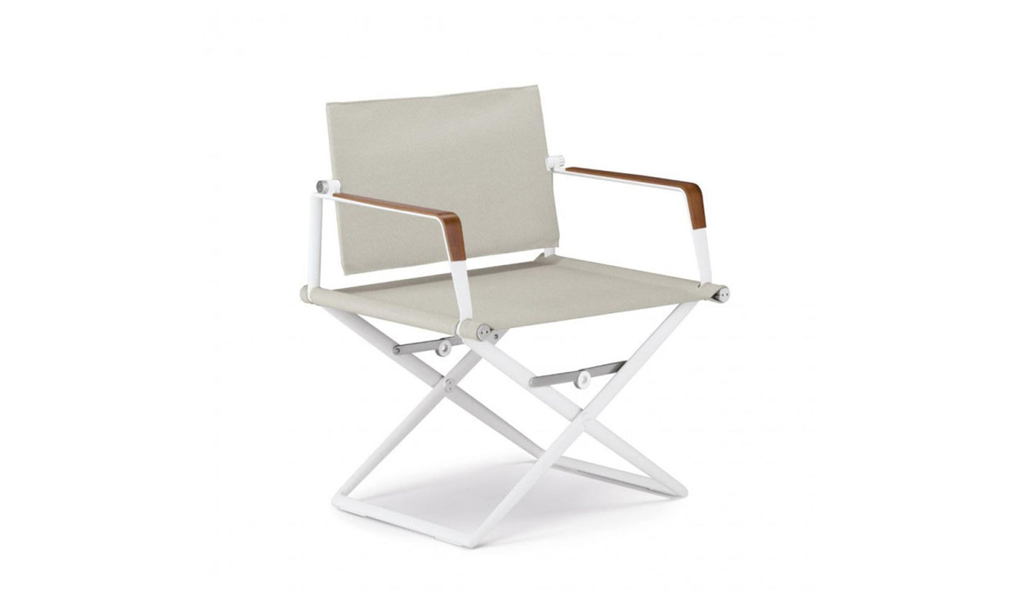 Dedon SeaX Folding Armchair | White frame with teak