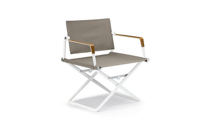 Dedon SeaX Folding Armchair | White frame with teak