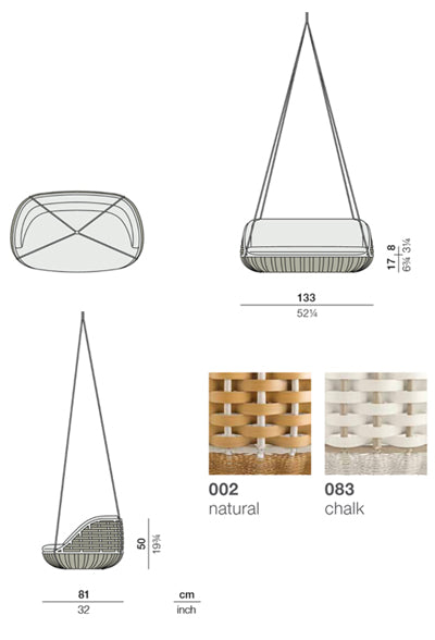 SwingUs 2-seater hanging dimensions