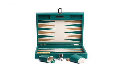 Hector Saxe Basile Buffalo Leder Backgammon Spiel | Medium | Avocado