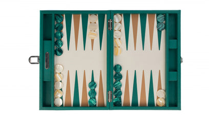 Hector Saxe Basile Buffalo Leder Backgammon Spiel | Medium | Avocado - 2