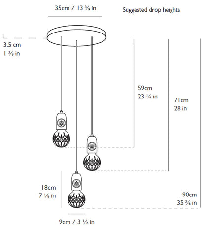 lee broom crystal bulb pendant set 3 sketch