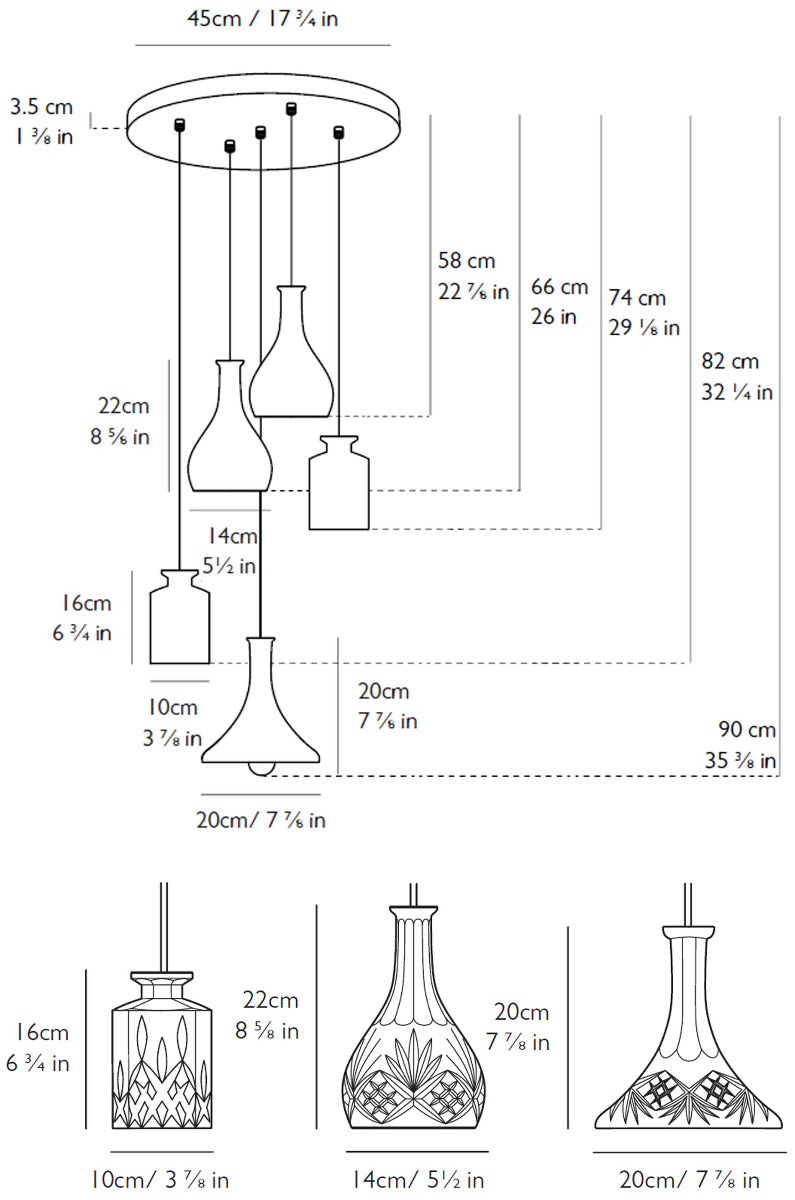 Lee Broom Decanterlight classic set 5 sketch