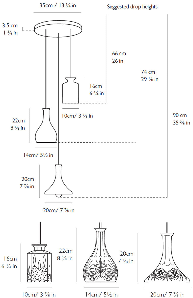 Lee Broom Decanterlight classic set 3 sketch