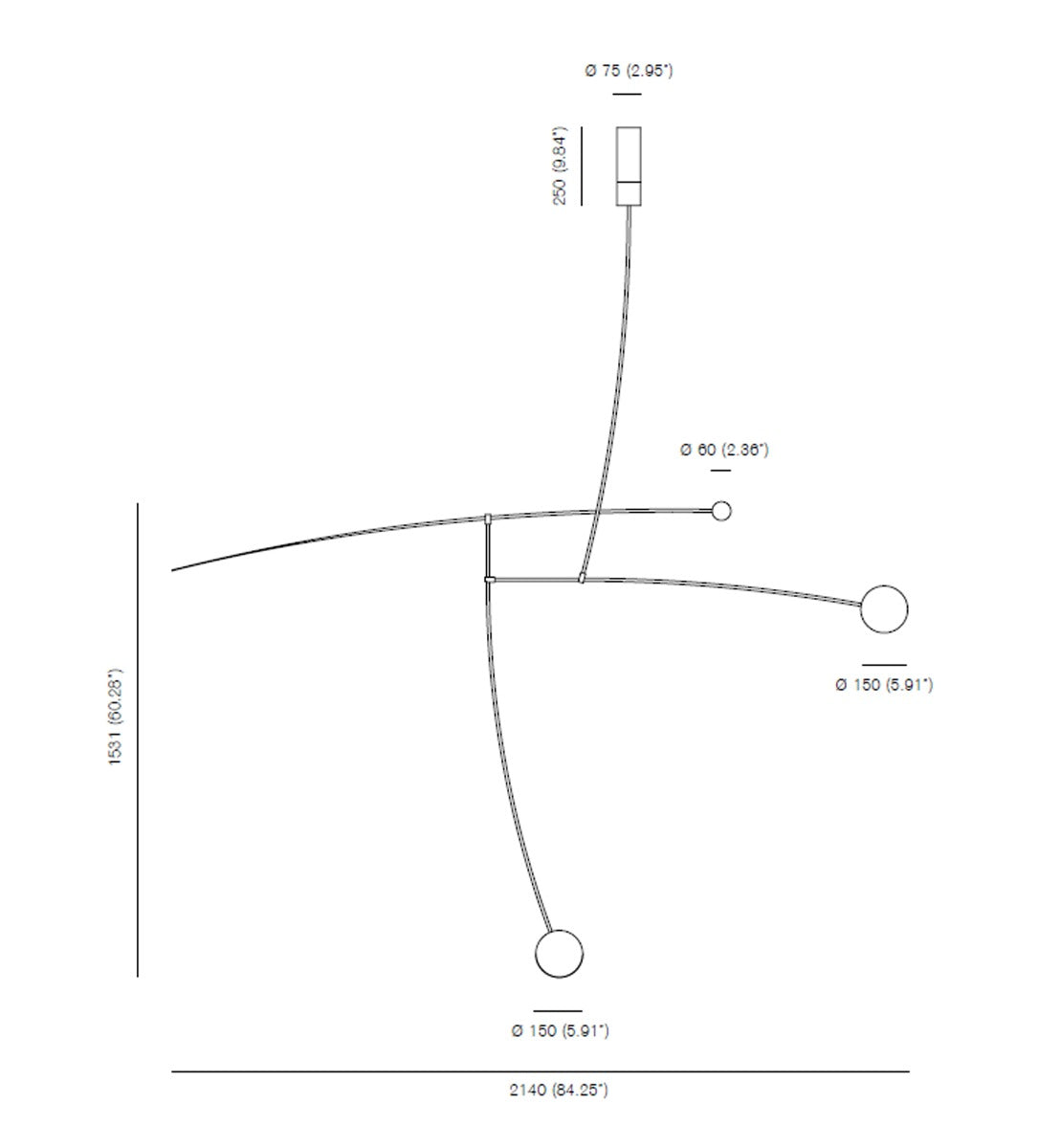 Michael Anastassiades Mobile Chandelier 14 Hängeleuchte sketch