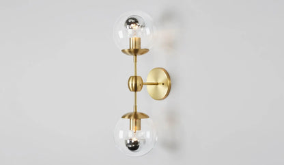 Roll & Hill Modo Sconce 2-Globes Wall brushed brass clear