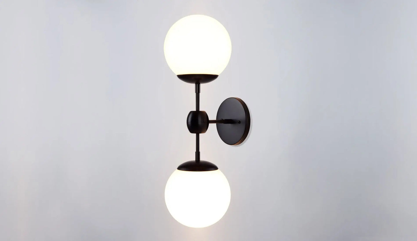 Roll & Hill Modo Sconce 2-Globes Wall black cream