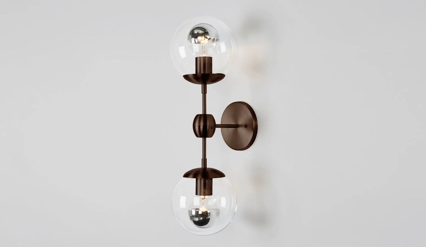 Roll & Hill Modo Sconce 2-Globes Wall bronze clear