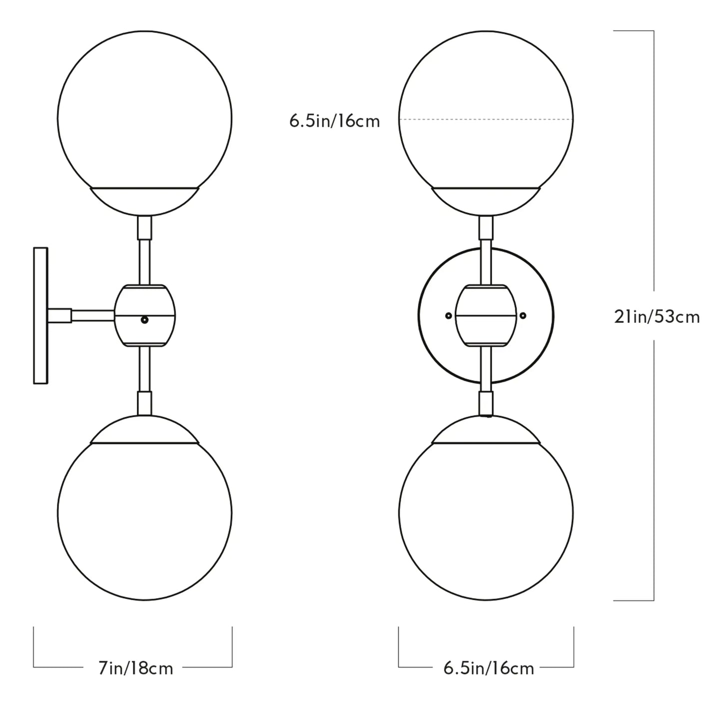 Roll & Hill Modo Sconce 2 Globes Sketch