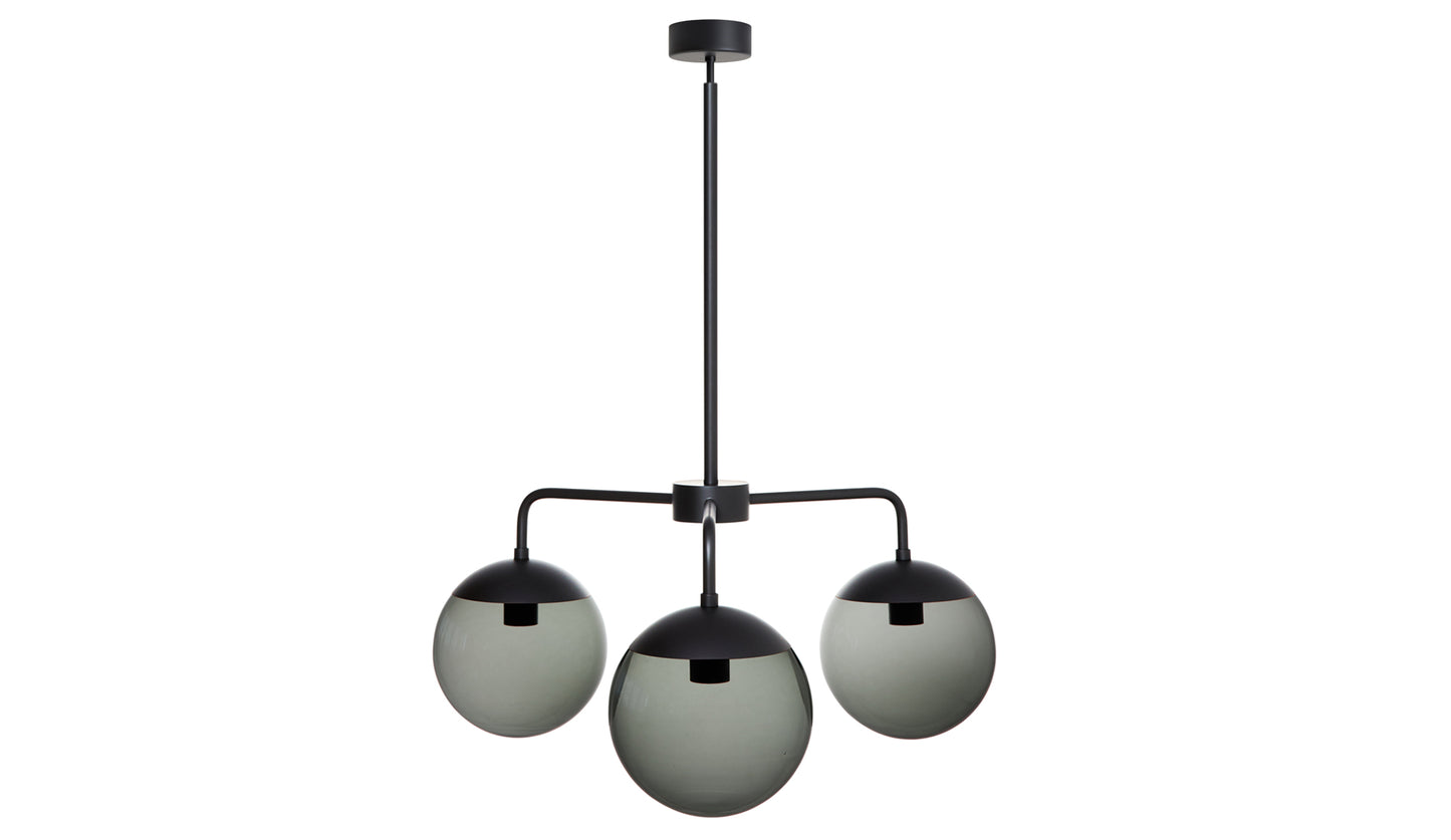 Rubn Lord 3 Chandelier | Black + Smoke Grey