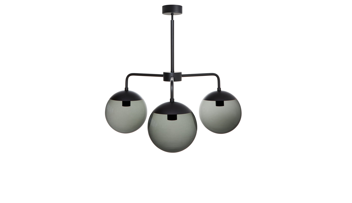 Rubn Lord 3 Chandelier | Black + Smoke Grey