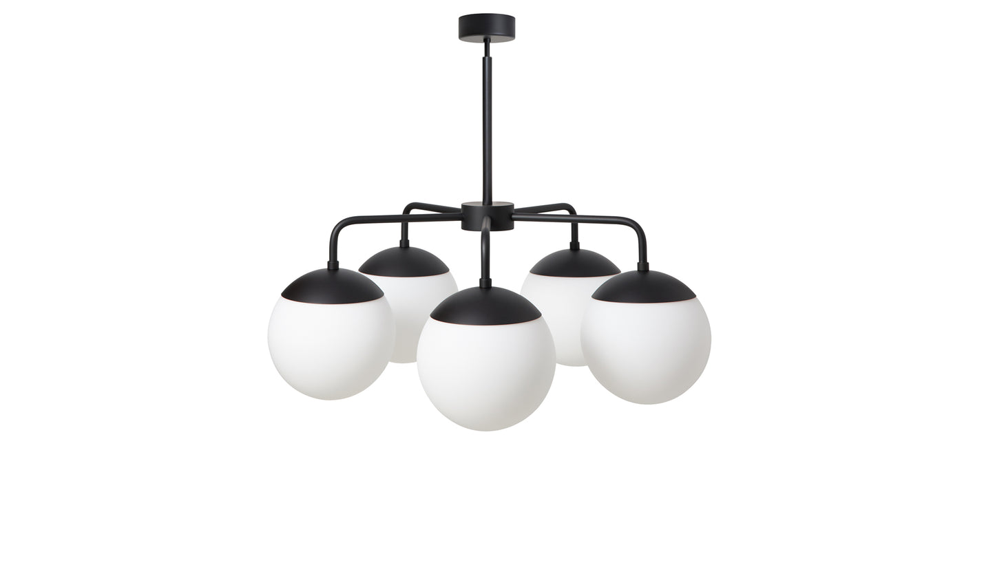 Rubn Lord 5 Chandelier | Black + Opal