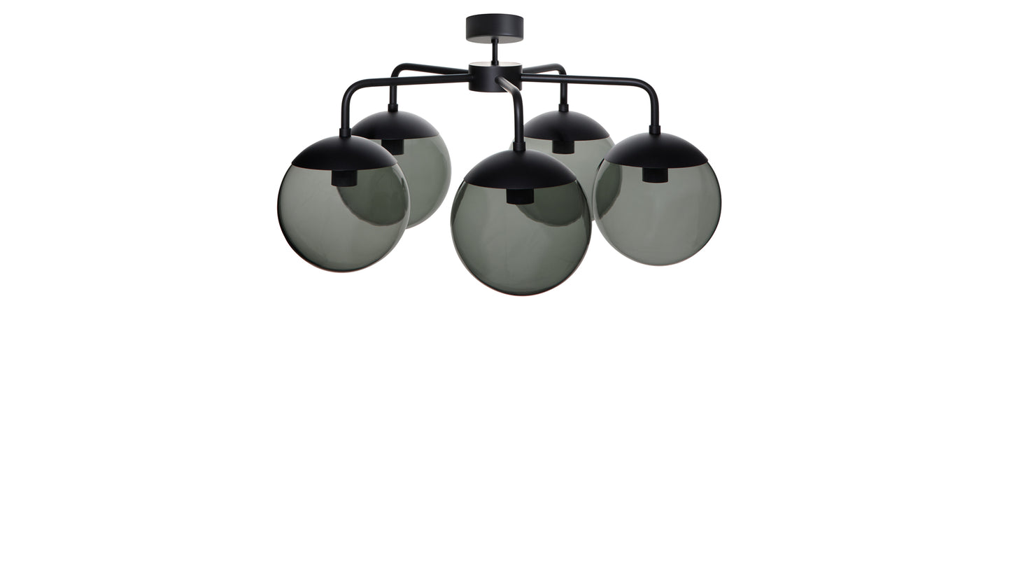 Rubn Lord 5 Chandelier | Black + Smoke Grey