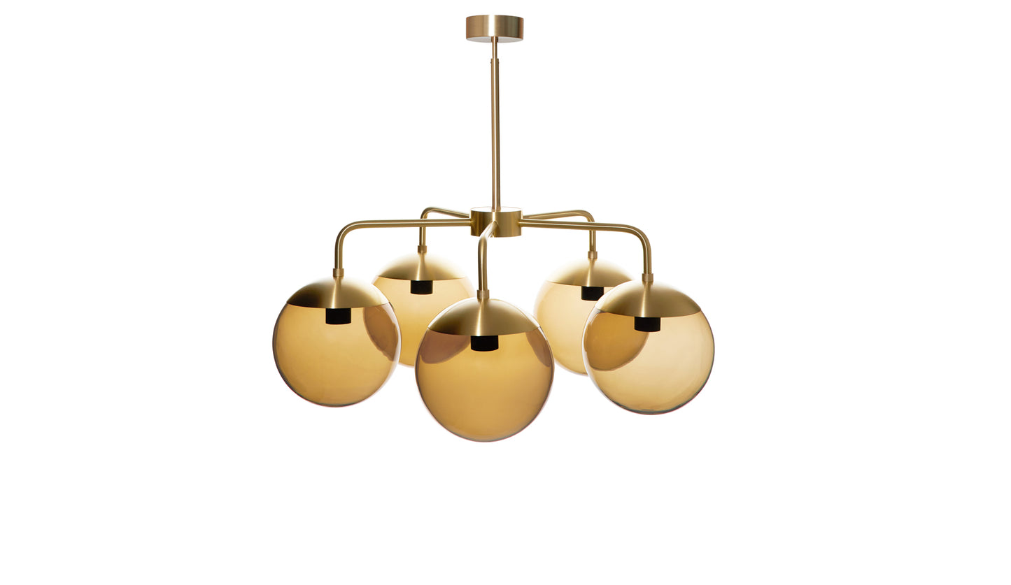 Rubn Lord 5 Chandelier | Brass + Brown