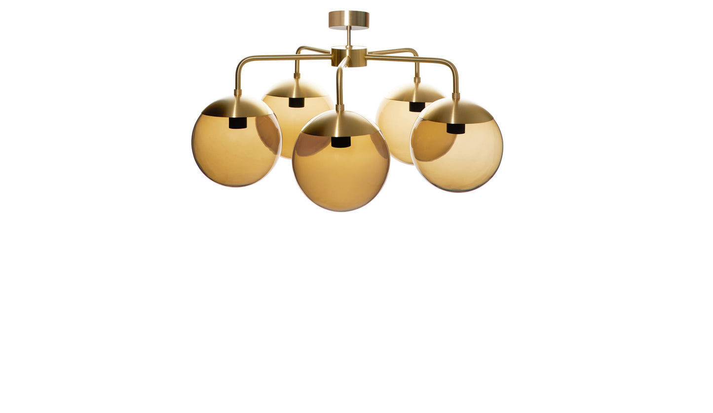 Rubn Lord 5 Chandelier | Brass + Brown