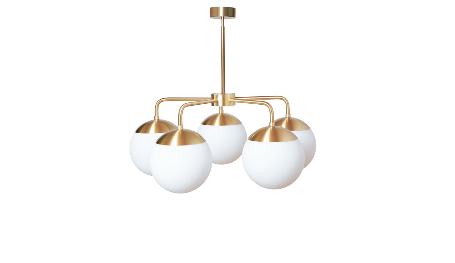 Rubn Lord 5 Chandelier | Brass + Opal