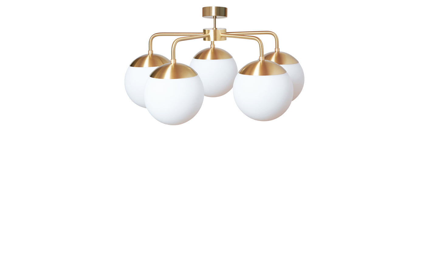 Rubn Lord 5 Chandelier | Brass + Opal