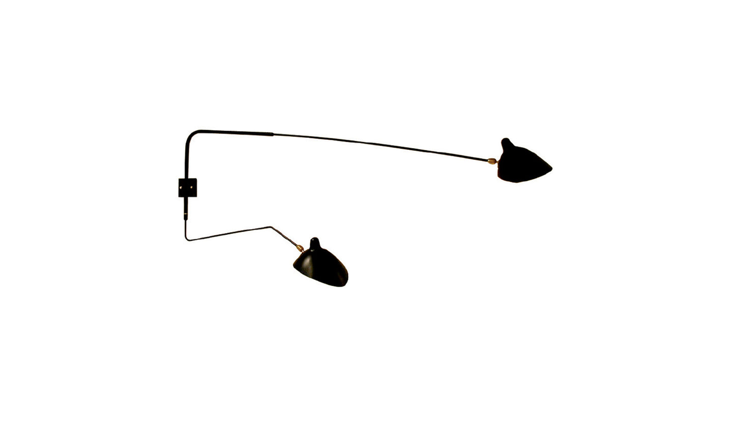 Serge Mouille Applique 2 piv. arms, 1 bow wall light