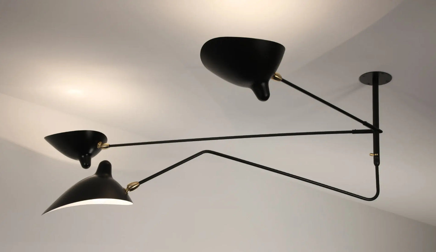 Serge Mouille Suspension Trois Bras Dont Un Pivotant black