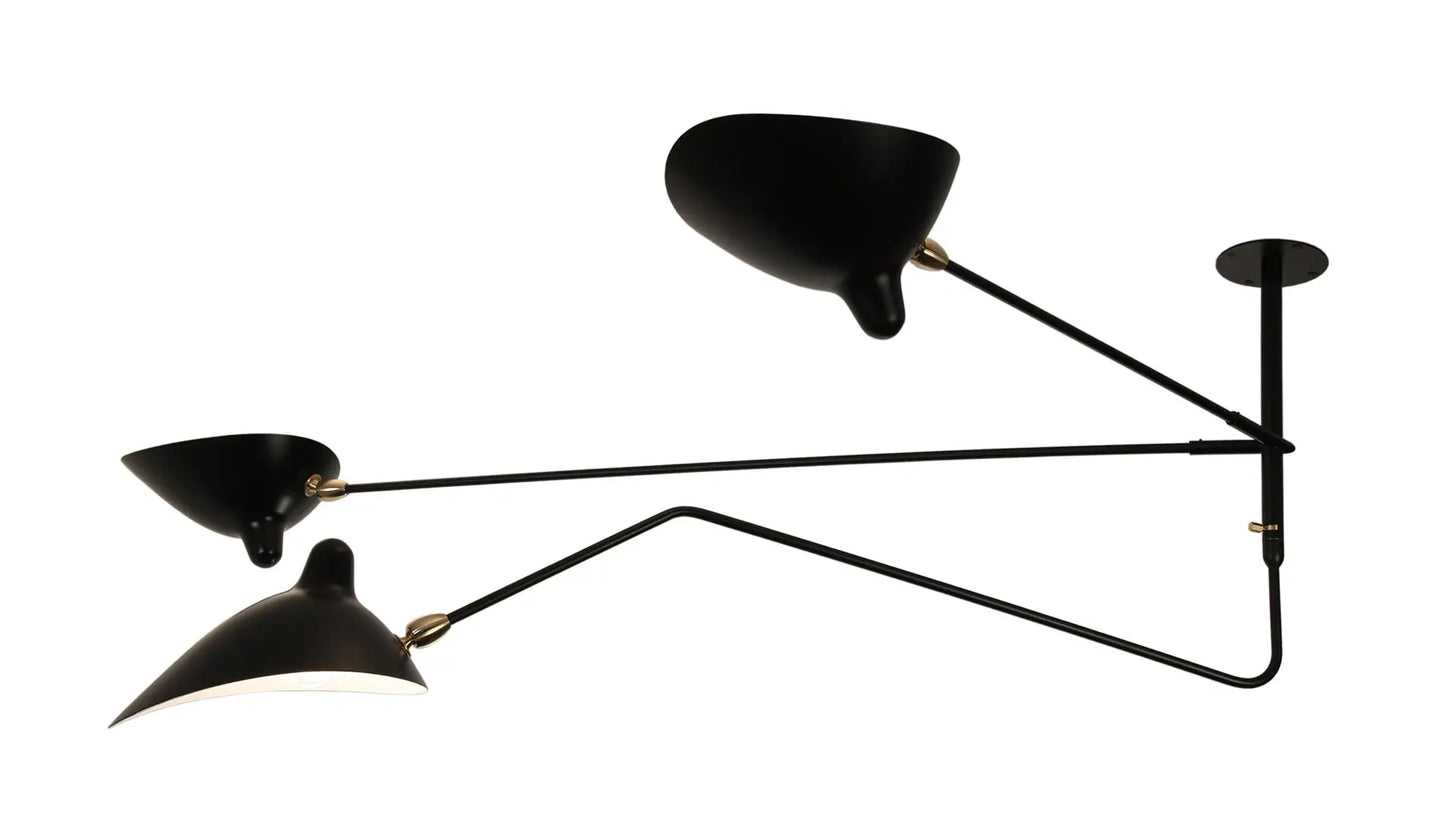 Serge Mouille Suspension Trois Bras Dont Un Pivotant black