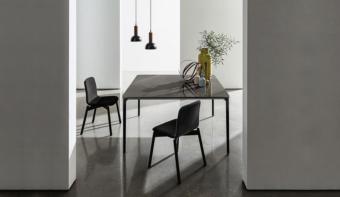 Sovet Slim Square Dining Table | Black - Ceramic