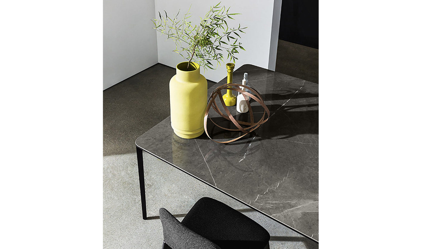 Sovet Slim Square Dining Table | Black - Ceramic